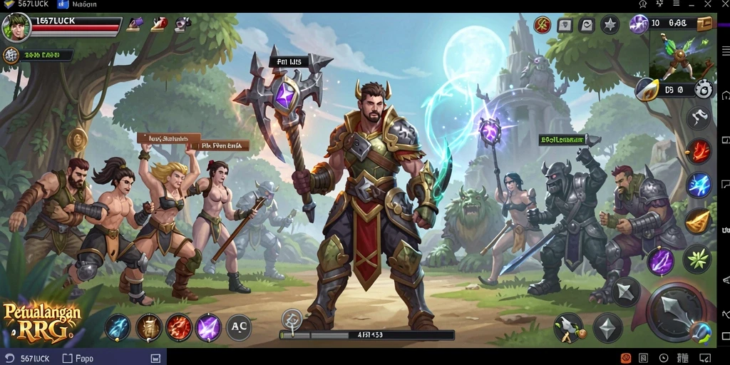 Tampilan gameplay <strong>567LUCK</strong> yang mengesankan dalam pertempuran RPG.