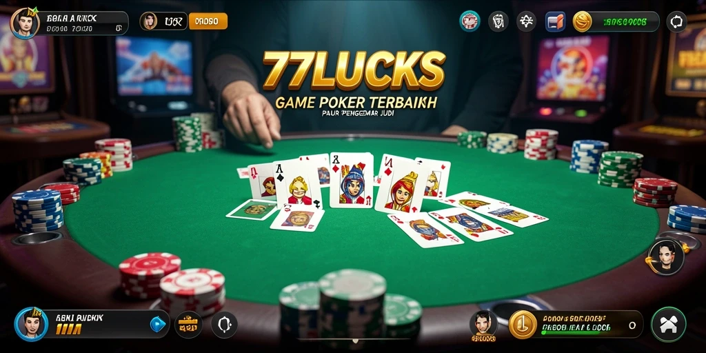 Tampilan gameplay seru dari 77LUCKS yang menampilkan aksi Poker.