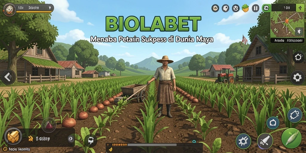 Tampilan menarik dari gameplay bertani di BIOLABET.