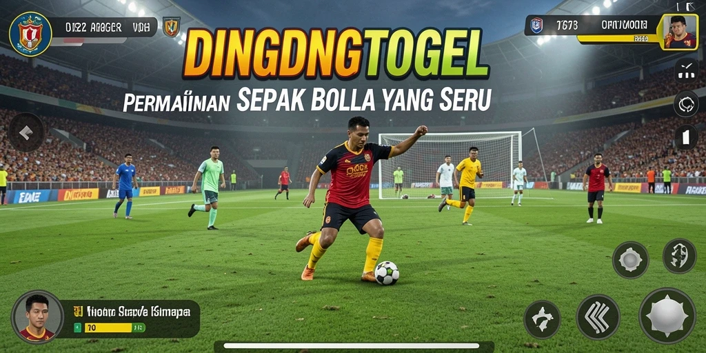 Screenshot gameplay DINGDONGTOGEL menampilkan aksi seru di lapangan sepak bola.