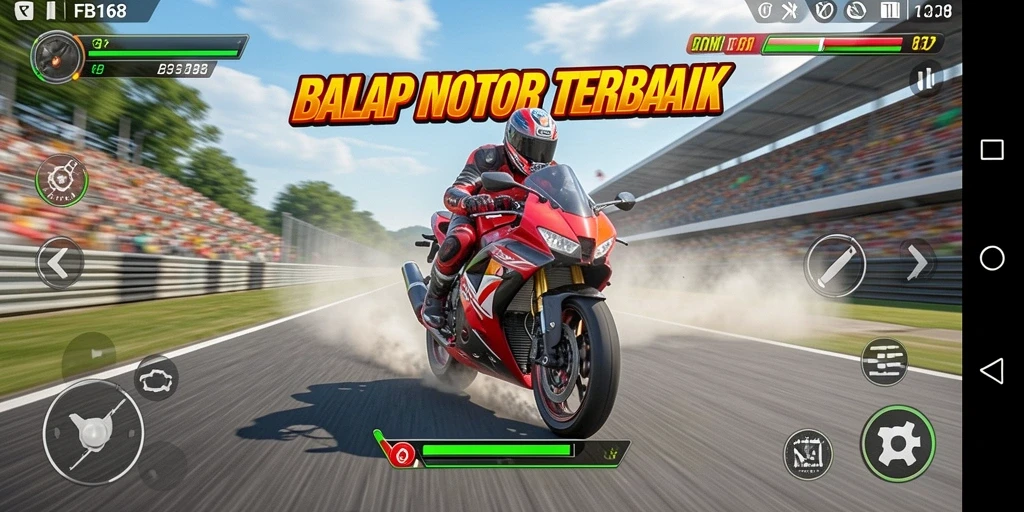 Tampilan aksi balap motor yang menegangkan.