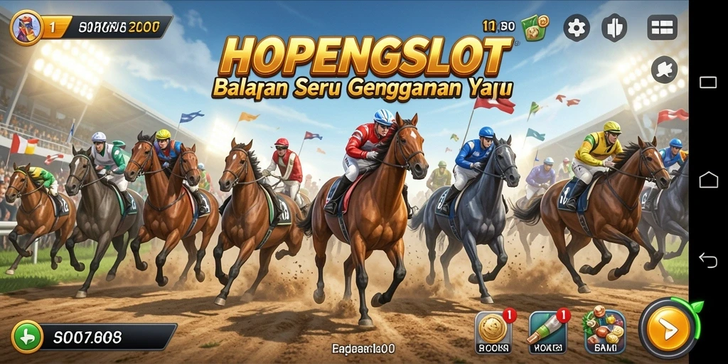 Tampilan gameplay menarik dari HOPENGSLOT dengan mobil balap dan trek.