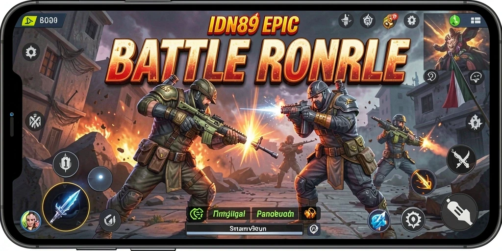 Screenshot gameplay IDN89 menunjukkan pertempuran sengit di medan Battle Royale.