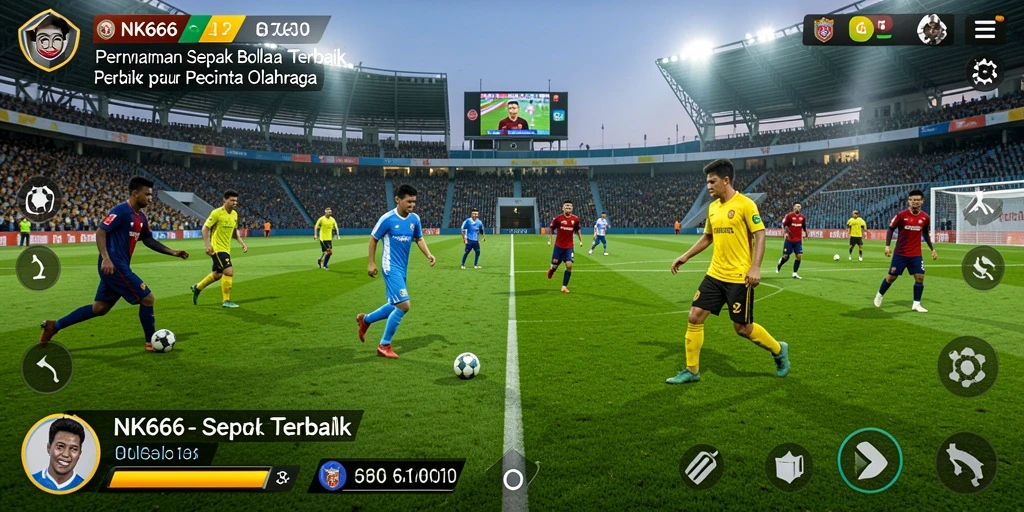 Tampilan gameplay NK666 dengan aksi seru sepak bola.