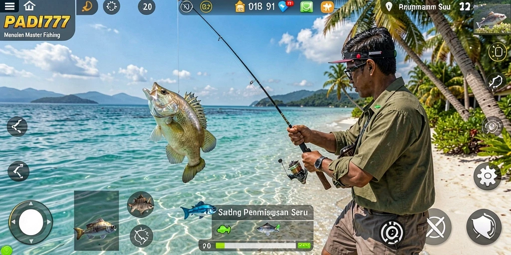 Screenshot gameplay PADI777 menampilkan aksi memancing yang mendebarkan.
