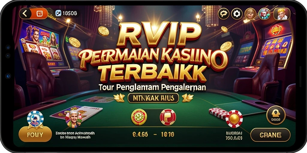 Tampilan utama gameplay RVIP menampilkan suasana kasino yang mewah dan interaktif.