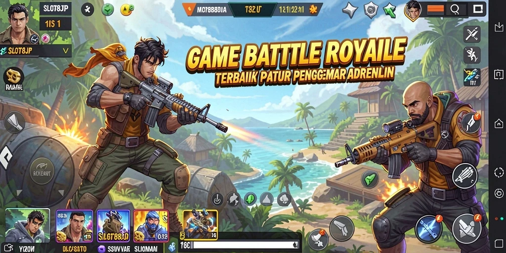 Tampilan gameplay intens di SLOT88JP dengan aksi Battle Royale.