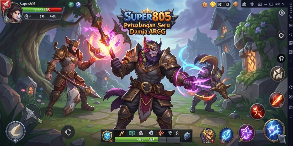 Tangkapan layar SUPER805 menunjukkan aksi seru dalam pertempuran ARPG.