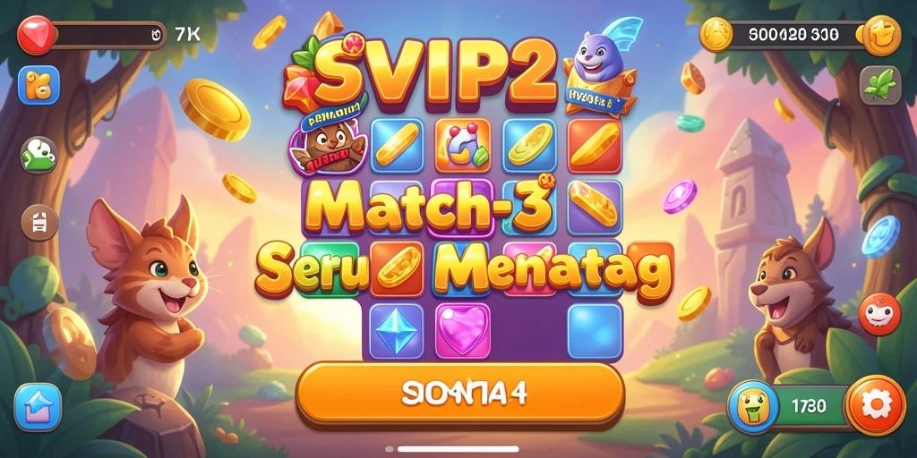 Screenshot dari gameplay seru SVIP2 yang menunjukkan kombinasi item Match-3.