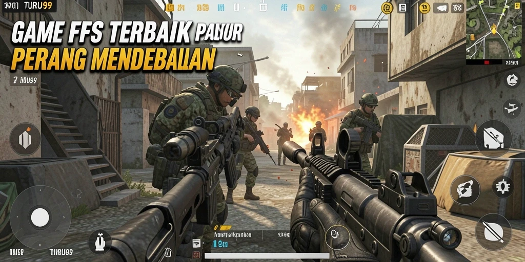 Tampilan gameplay intens di TURU99 dengan aksi tembak-menembak yang menegangkan.